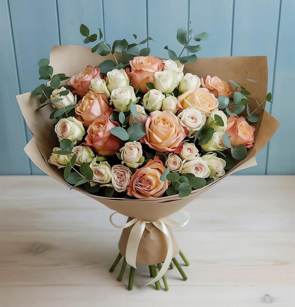 Букет цветов из: Альстромерии и Розы в Ямном