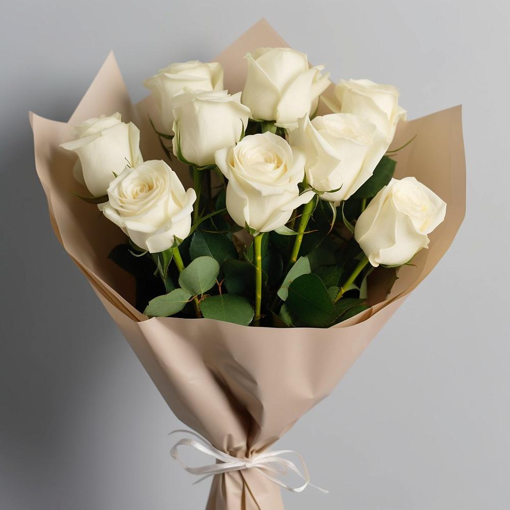 Букет 9 Белых роз Эдлесс Лав в Ямном