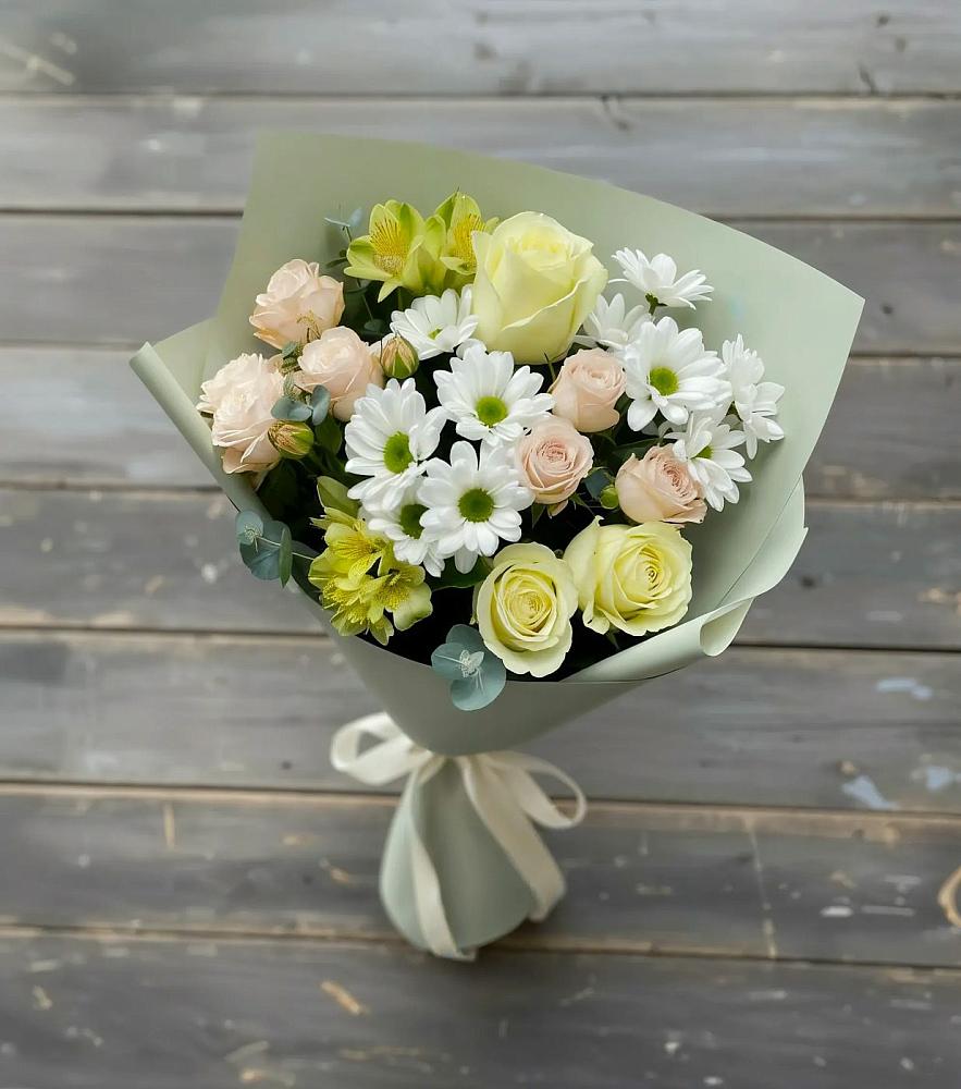 Букет цветов из: Альстромерии, Розы и Хризантемы в Ямном