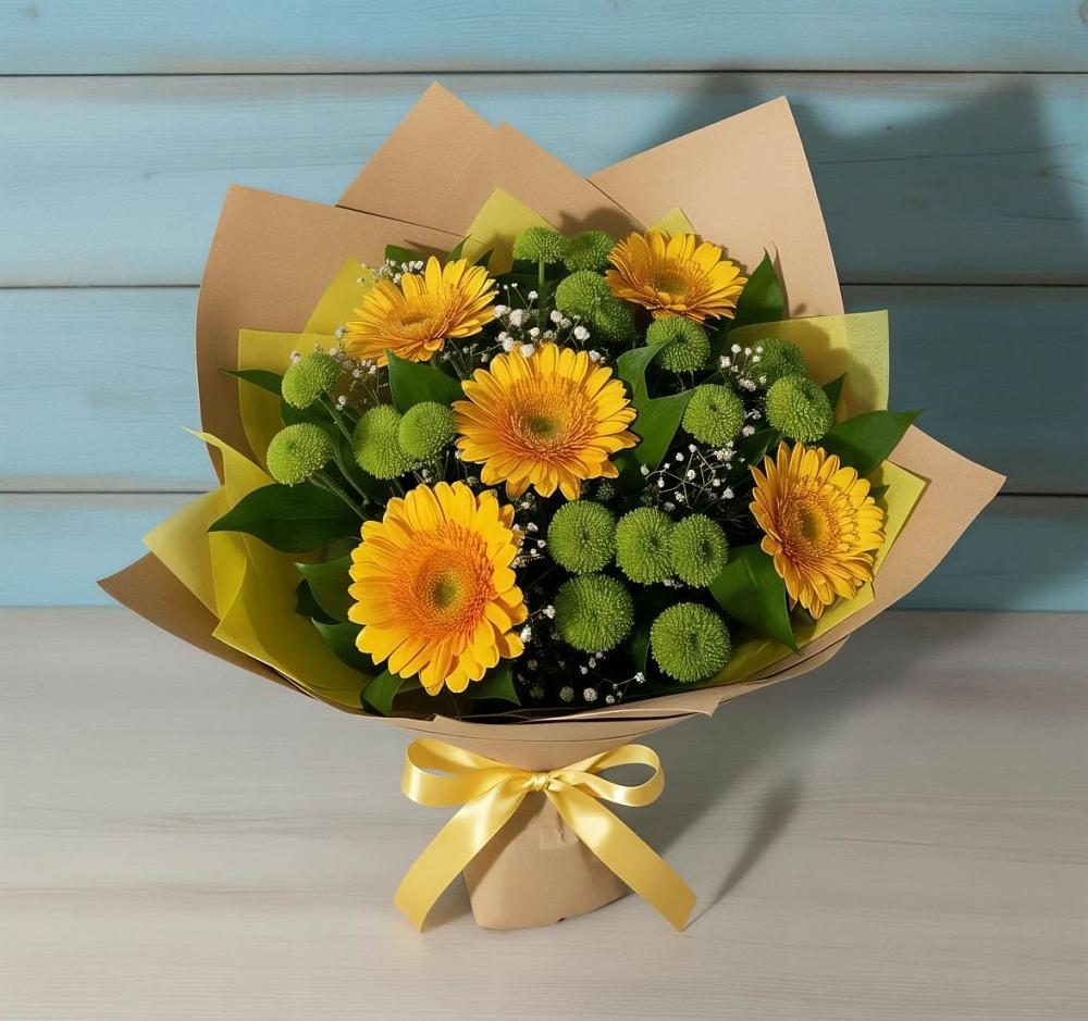 Букет цветов из: Герберы и Хризантемы в Ямном