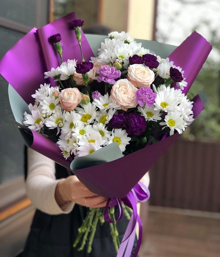 Букет цветов из: Хризантемы, Гвоздики и Розы в Ямном