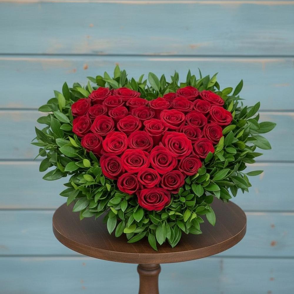 Цветочная композиция из Розы в виде сердца в Ямном