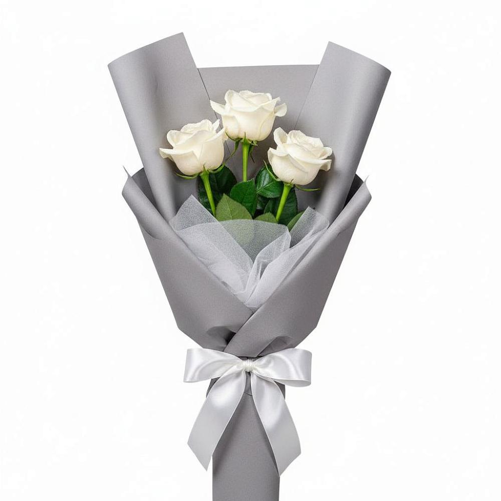 Букет 3 белые розы в Ямном