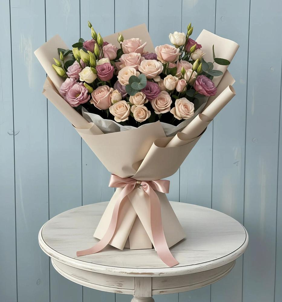 Букет цветов из: Розы и Лизиантусы в Ямном