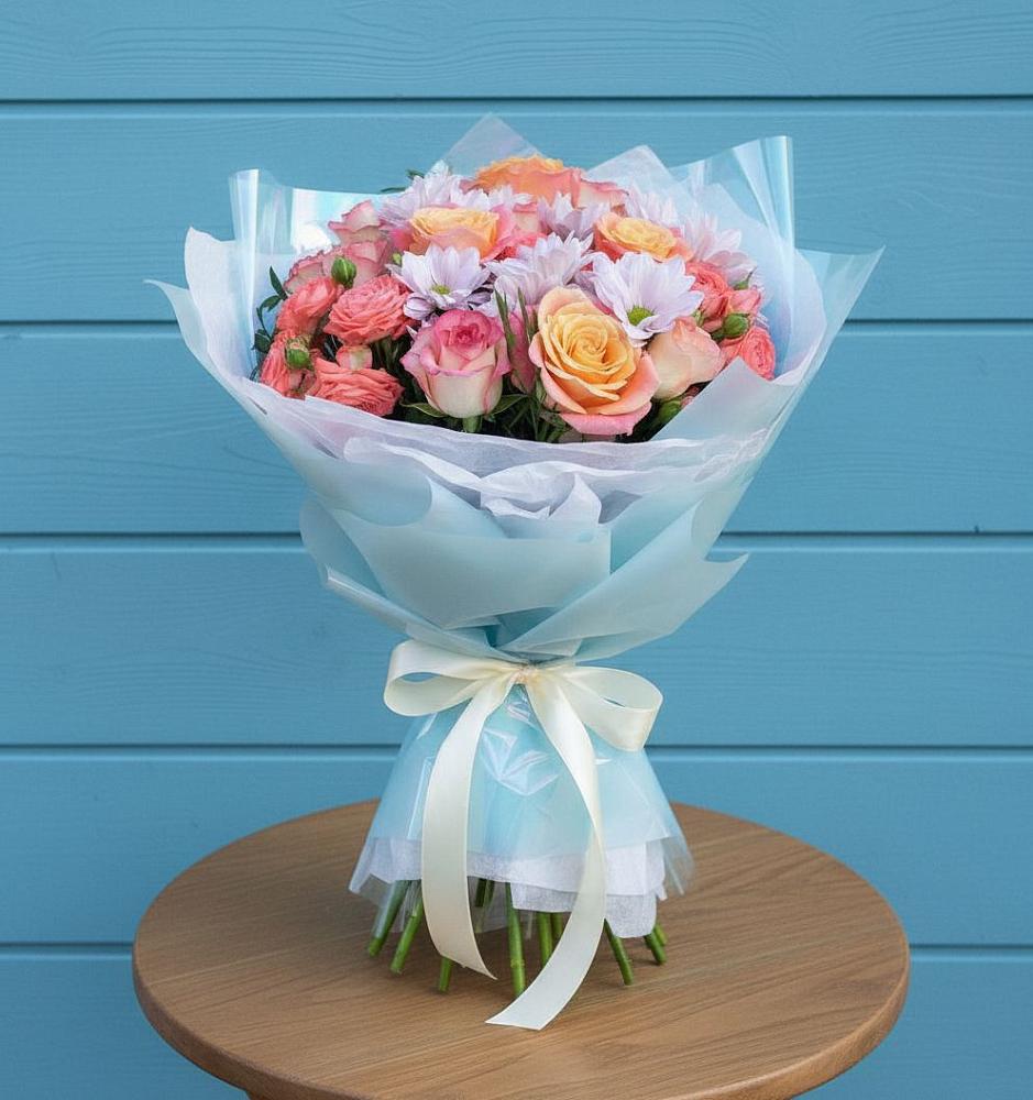 Букет цветов из: Хризантемы и Розы в Ямном