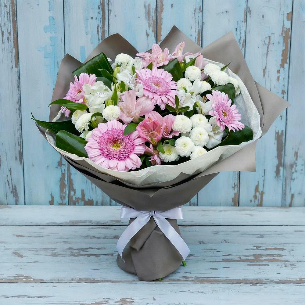 Букет цветов из: Герберы, Альстромерии и Хризантемы в Ямном